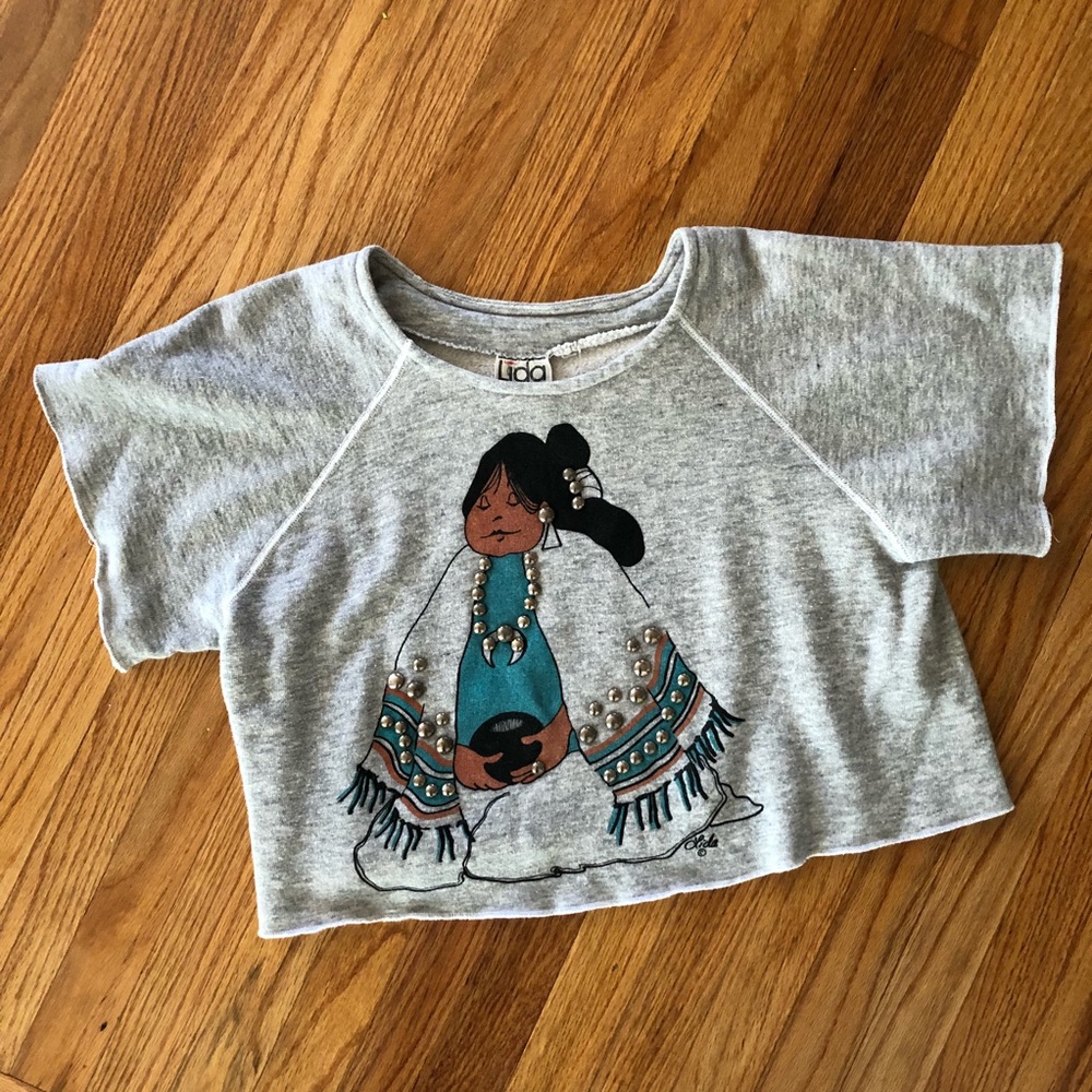 Vintage Chibi Navajo Tourism Crop Sweater